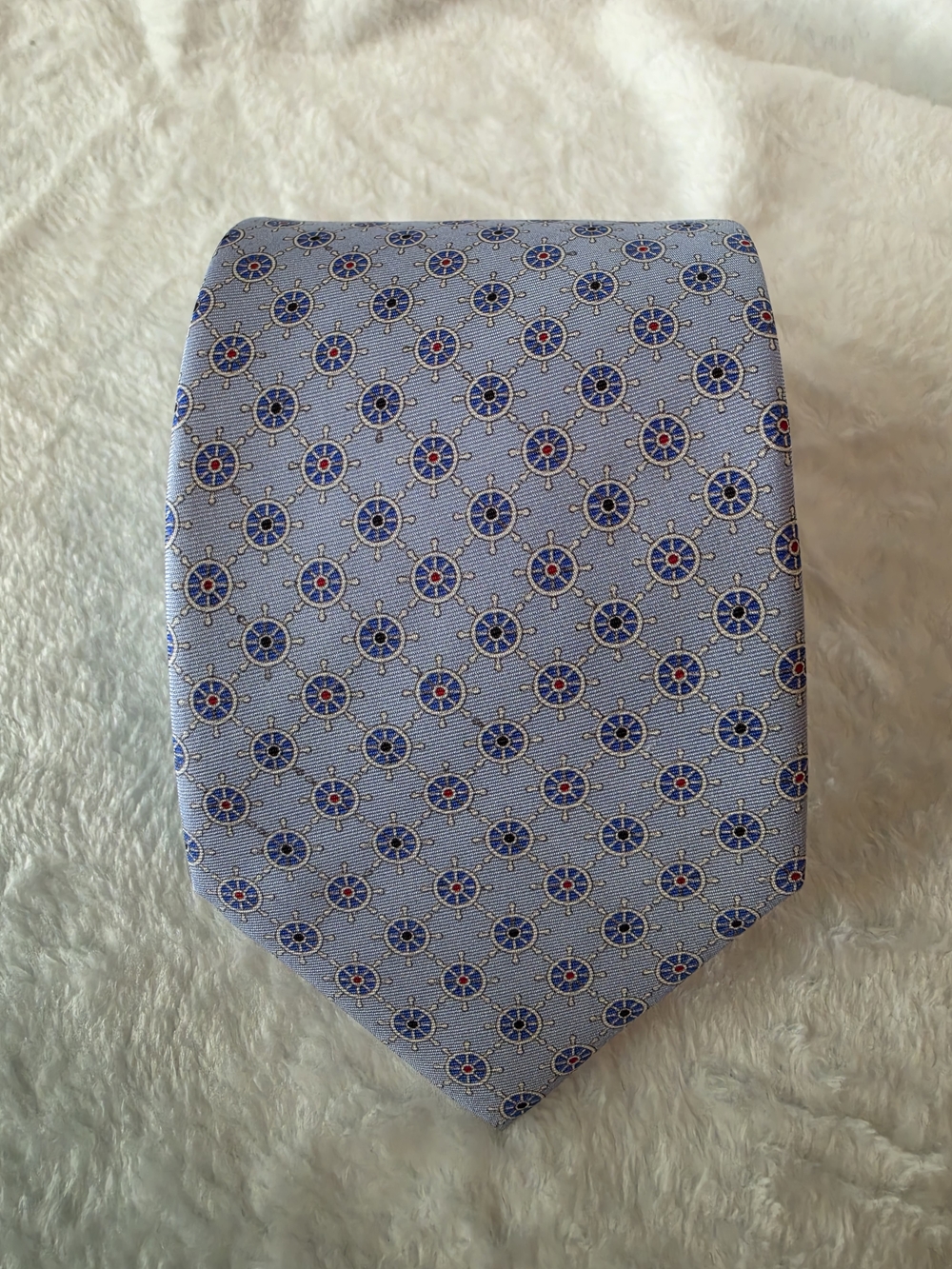 Alynn Taking the Helm Light Blue Silk Tie Nautical Sailing Handmade 60x3